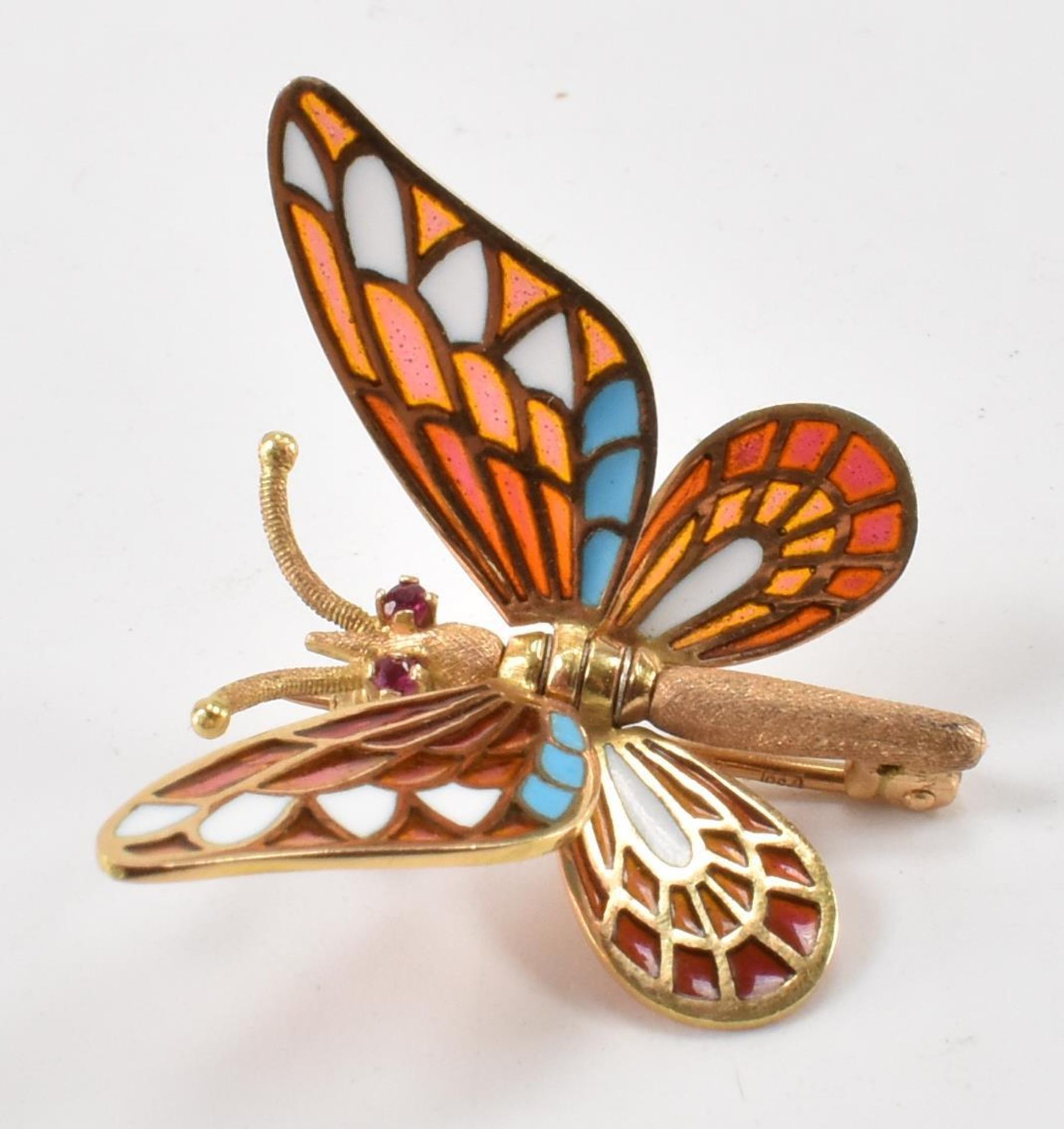 VINTAGE GOLD & PLIQUE A JOUR ENAMELLED BUTTERFLY BROOCH - Image 6 of 7