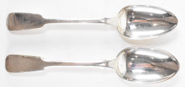 TWO SILVER HALLMARKED FIDDLE PATTERN SPOONS