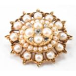 VICTORIAN GOLD PEARL AND DIAMOND BROOCH PIN