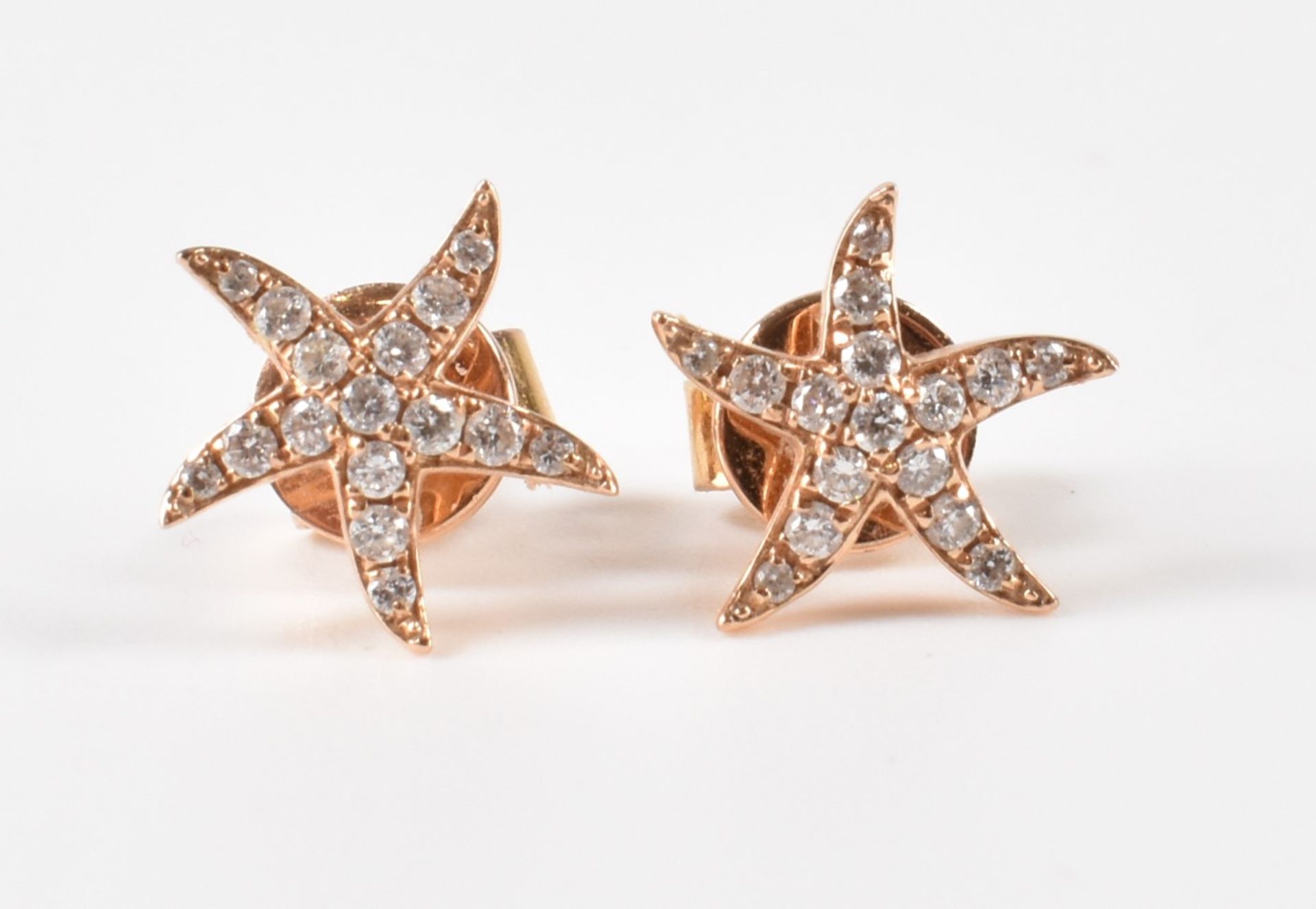 HALLMARKED 18CT GOLD & DIAMOND STARFISH EARRINGS