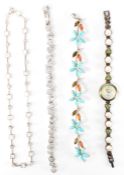GROUP OF SILVER JEWELLERY - GEMS WATCH - AMBER & TURQUOISE