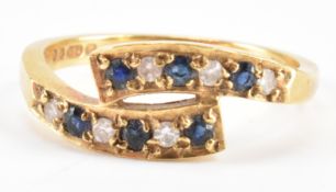 HALLMARKED 18CT GOLD SAPPHIRE & DIAMOND RING