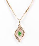 GOLD JADE & DIAMOND PENDANT NECKLACE