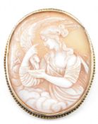 VICTORIAN CARVED SHELL HEBE CAMEO BROOCH