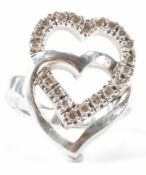 HALLMARKED 9CT WHITE GOLD DIAMOND HEART RING