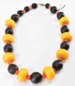 VINTAGE AMBER CORAL & NUT THREADED NECKLACE