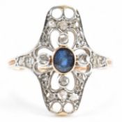 ART DECO SAPPHIRE & DIAMOND LOZENGE RING