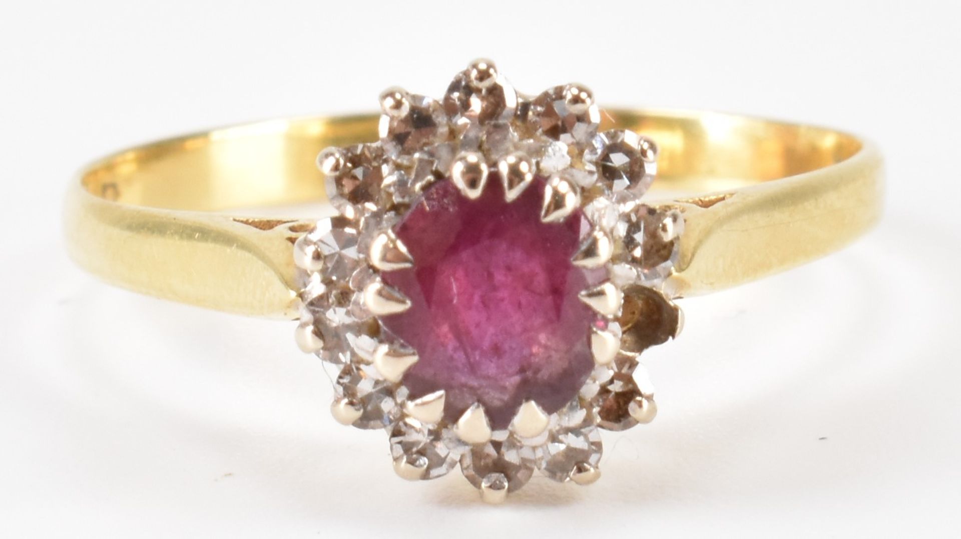 HALLMARKED 18CT GOLD RUBY & DIAMOND RING