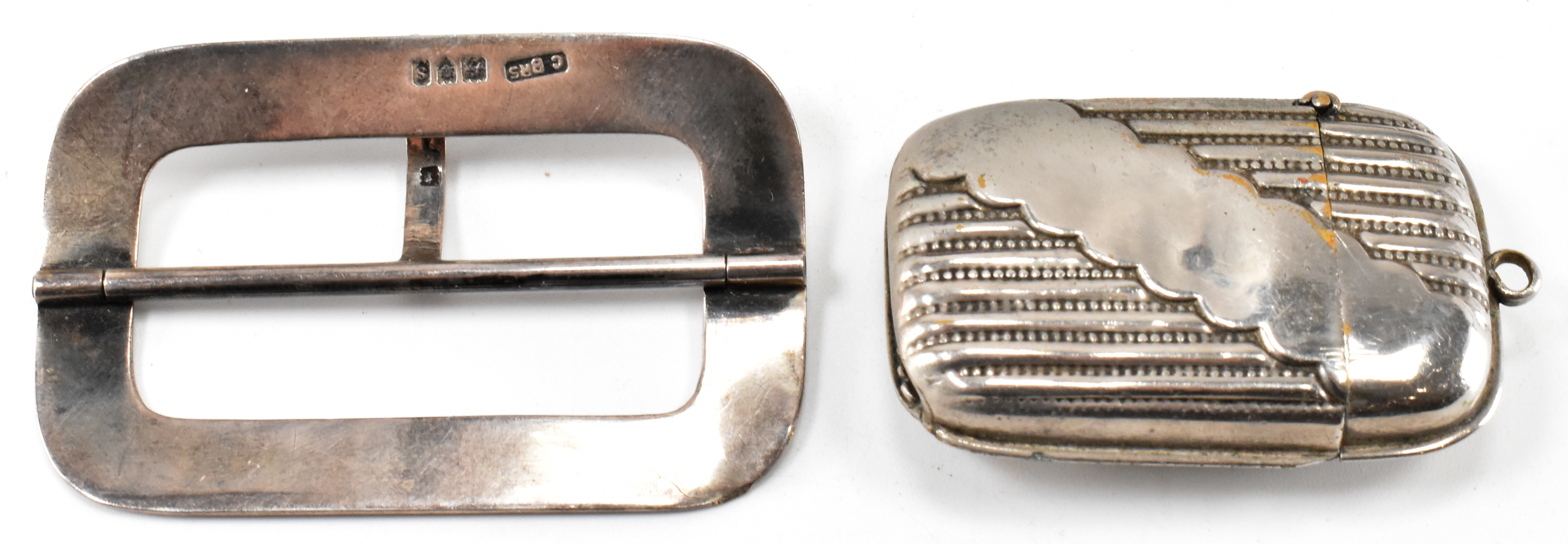 EARLY 20TH CENTURY SILVER BOX BUCKLE & MANICURE SET - Image 3 of 9