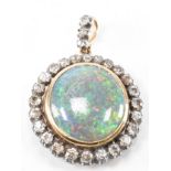 ANTIQUE EDWARDIAN GOLD OPAL & DIAMOND LOCKET PENDANT