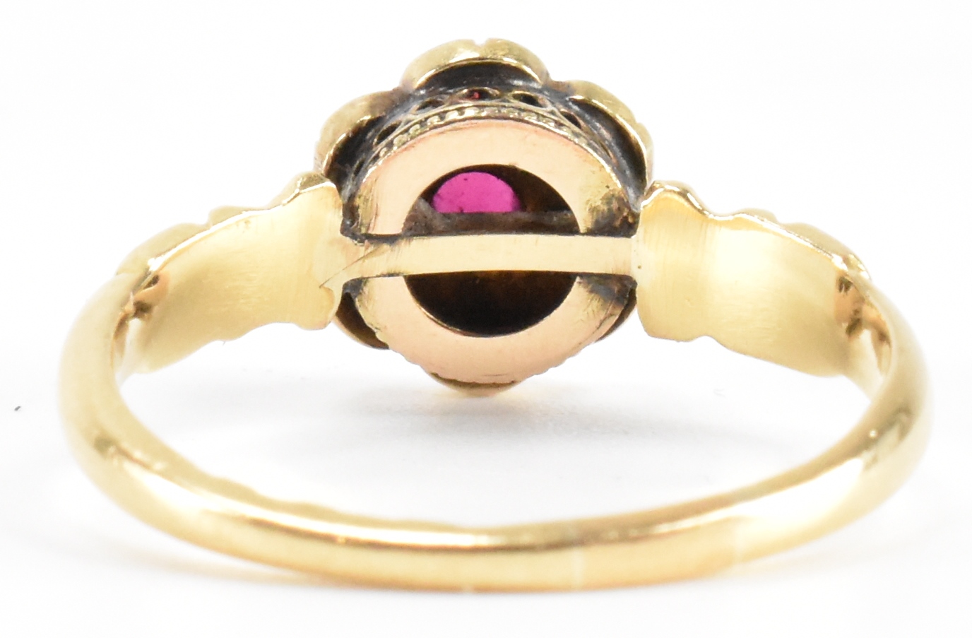 HALLMARKED VICTORIAN 18CT GOLD SEED PEARL & RUBY RING - Image 4 of 7