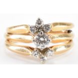 THREE VINTAGE GOLD & DIAMOND STACKING RINGS