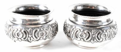 PAIR OF ANTIQUE SILVER HALLMARKED TABLE SALTS