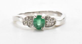 HALLMARKED 18CT GOLD EMERALD & DIAMOND RING