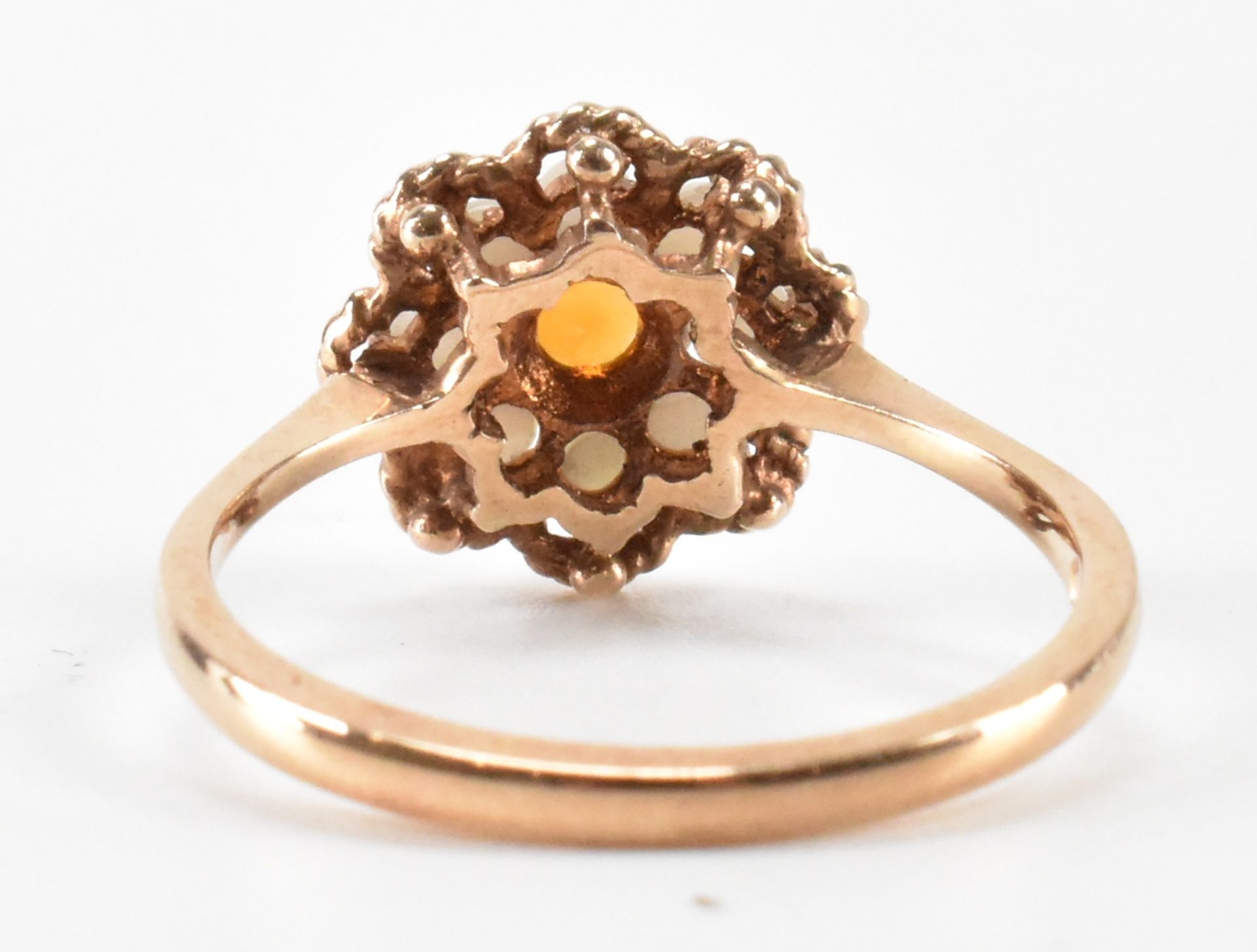 HALLMARKED 9CT GOLD CITRINE & HALF PEARL CLUSTER RING - Image 3 of 5