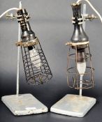 PAIR OF MID CENTURY INSPECTION LAMPS ON SCIENTIFIC STANDS