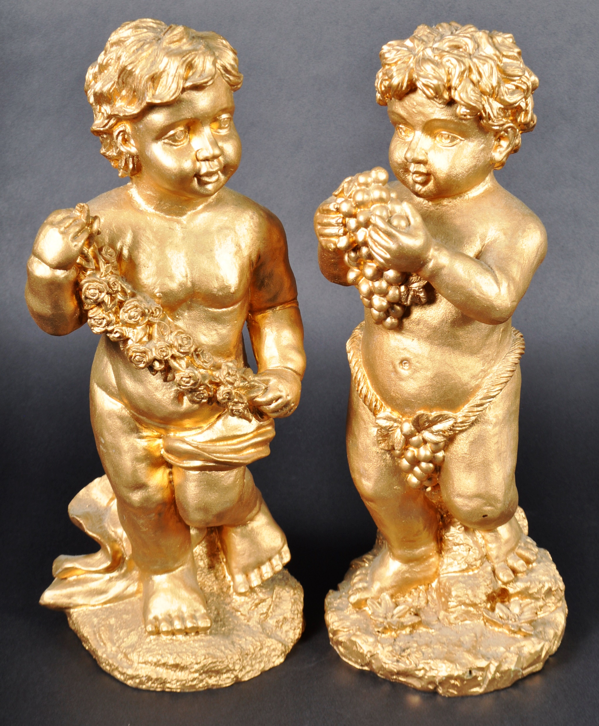 PAIR OF CONTEMPORARY GILT RESIN FIGURES MOULDED AS CHERUBS - Image 2 of 10