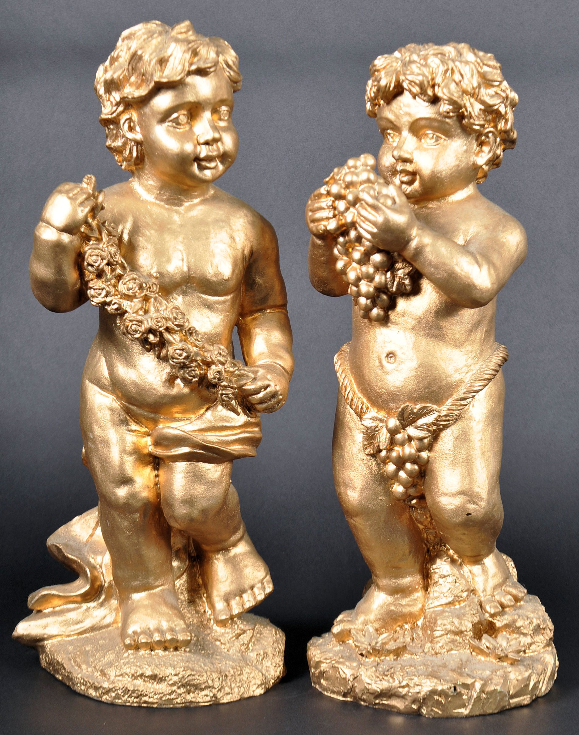 PAIR OF CONTEMPORARY GILT RESIN FIGURES MOULDED AS CHERUBS