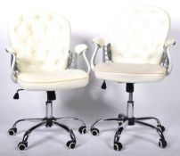 PAIR OF CONTEMPORARY FAUX LEATHER SWIVEL OFFICE DESK CHAIRS