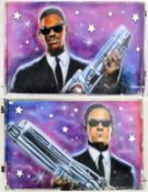 MEN IN BLACK - TWO LARGE 1990S FAIRGROUND PANELS