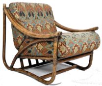 ANGRAVE OF LEICESTER - 80'S CANE CHAIR WITH LIBERTY & CO UPHOLSTERY