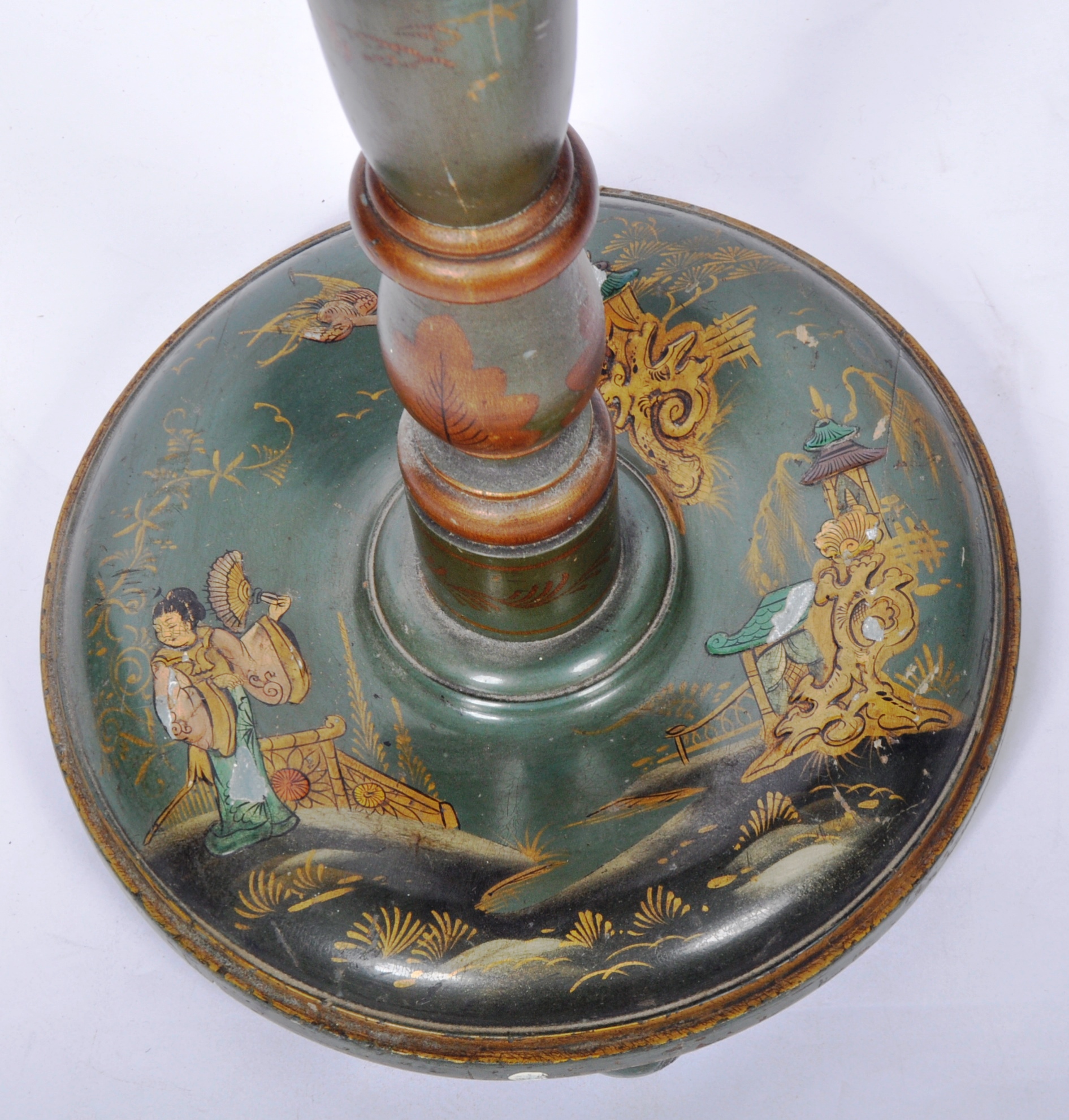 20TH CENTURY CHINESE CHINOISERIE GREEN LACQUER FLOOR LAMP - Image 6 of 6