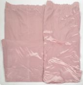 LARGE PAIR (271CM X 356CM) OF PINK SILK CURTAINS