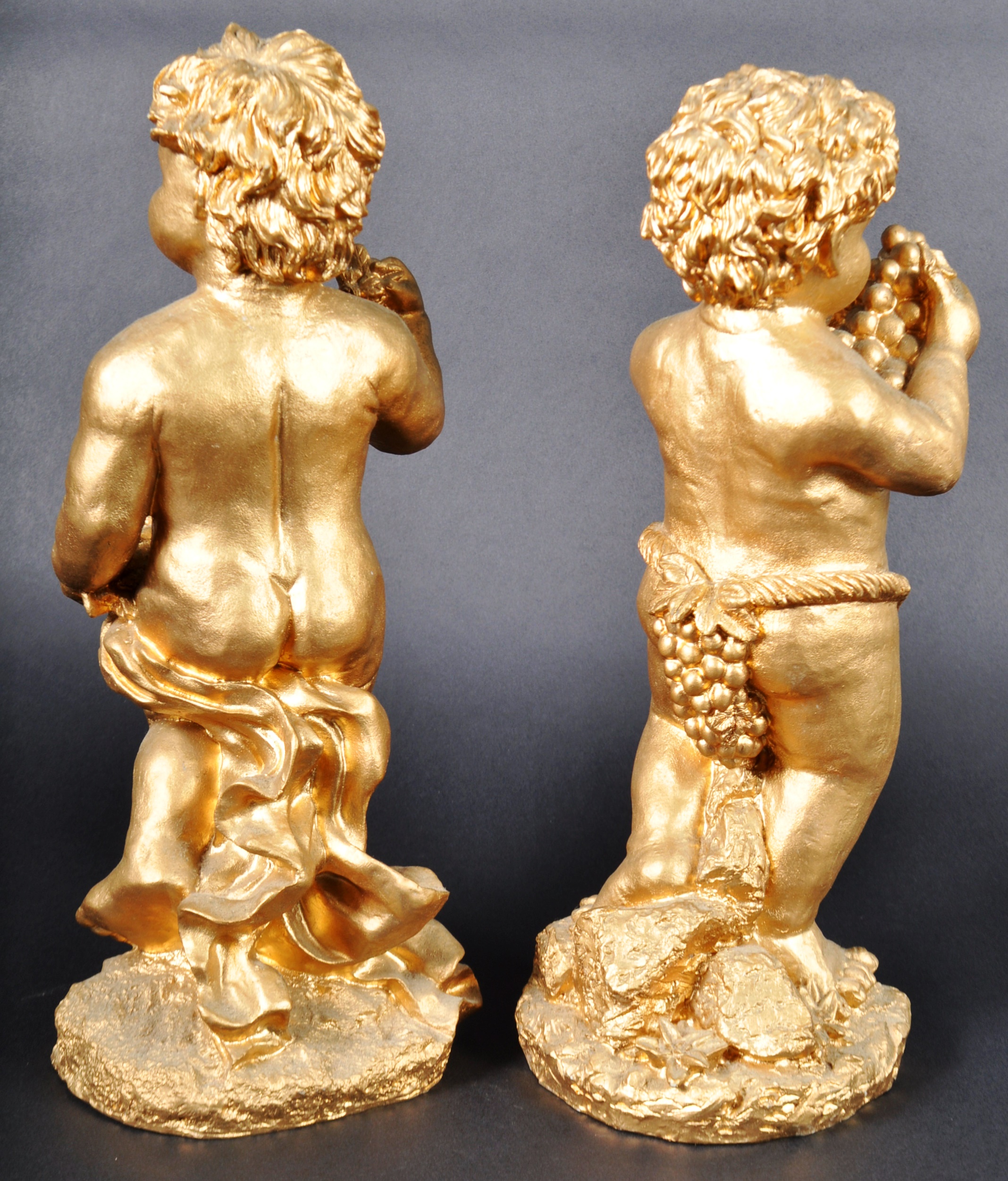 PAIR OF CONTEMPORARY GILT RESIN FIGURES MOULDED AS CHERUBS - Image 9 of 10
