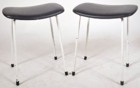 KANDYA - MATCHING PAIR OF BLACK LEATHER STOOLS