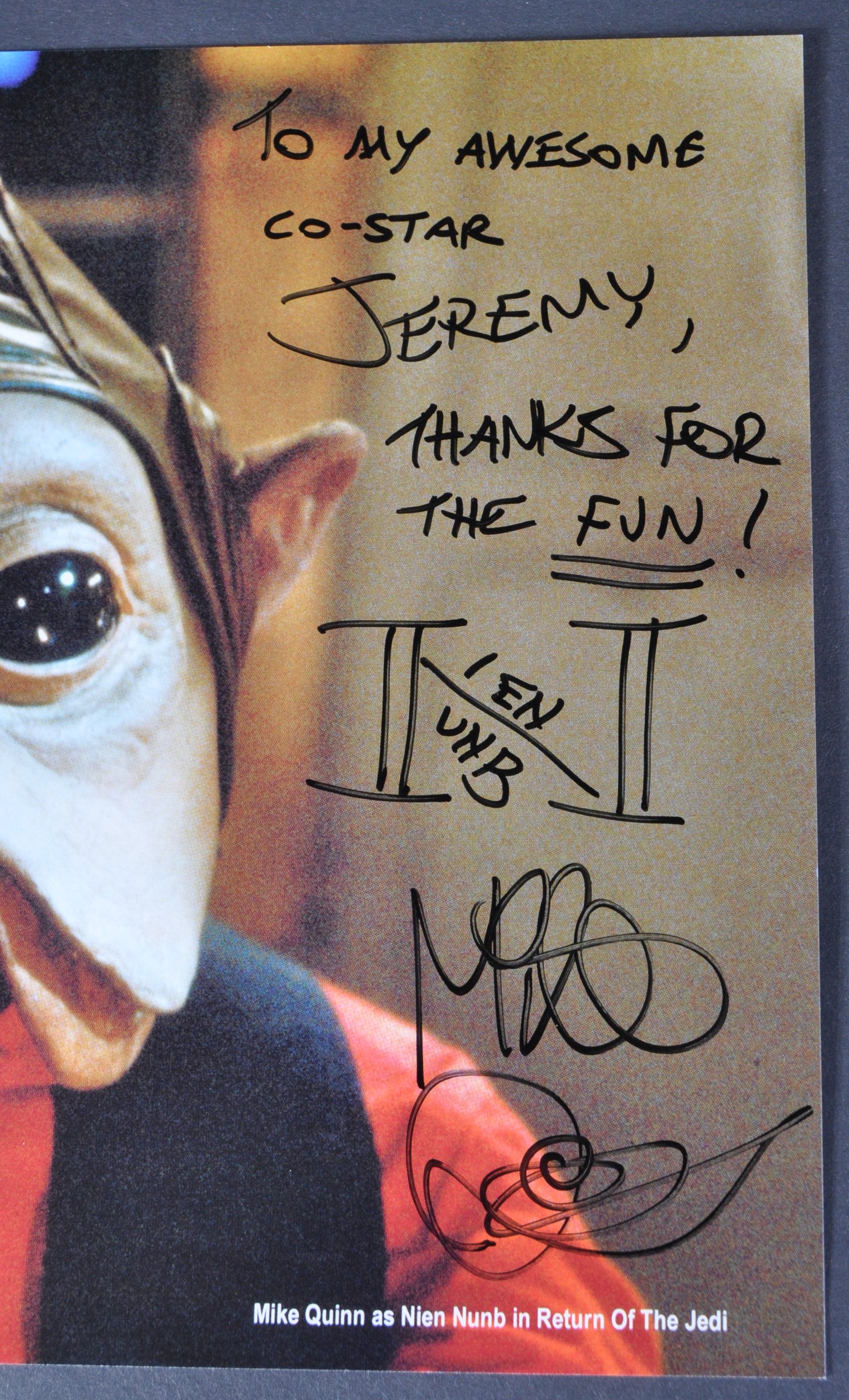 ESTATE OF JEREMY BULLOCH – STAR WARS – MIKE QUINN AUTOGRAPH - Image 2 of 2