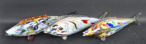 THREE ITALIAN MURANO GLASS FISH FIGURINE