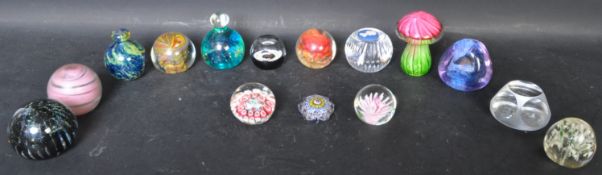 ASSORTMENT OF GLASS PAPERWEIGHTS - CAITHNESS, MDINA, MILLEFIORI