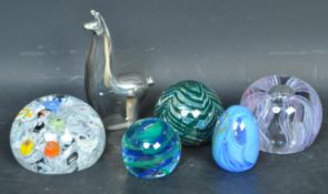 COLLECTION OF MID 20TH CENTURY STUDIO ART GLASS PAPERWEIGHTS