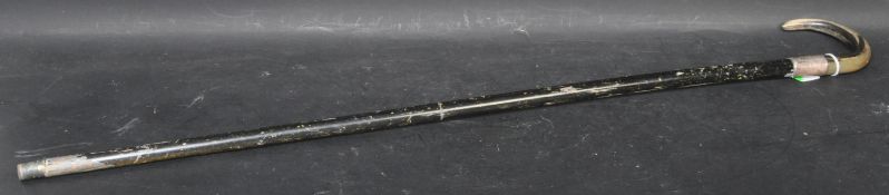 VINTAGE SILVER COLLARED & BONE HANDLED WALKING STICK