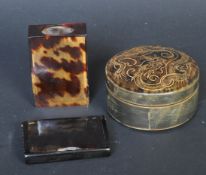 ASSORTMENT OF TORTOISHELL 1920S CURIOS -SNUFF BOX, VANITY POT