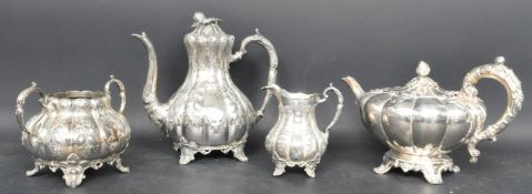 19TH CENTURY SILVER PLATED TEA SERVICE WITH BACHELORS TEAPOT