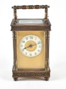 AN EARLY 20TH CENTURY BRASS CASED CARRIAGE CLOCK