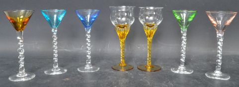 ASSORTMENT OF VINTAGE ITALIAN STYLE APERITIF COLOURED GLASSES