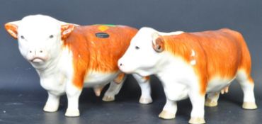 PAIR OF VINTAGE COOPERCRAFT HEREFORD CHINA BULL & COW FIGURES