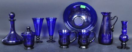 A COLLECTION OF VINTAGE THOMAS WEBB BRISTOL BLUE GLASS ITEMS