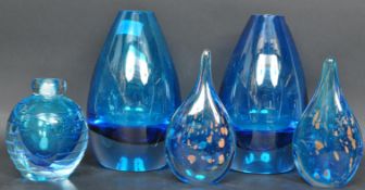 COLLECTION OF RETRO MURANO BLUE GLASS - SOMMERSO