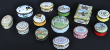 A COLLECTION OF VINTAGE ENAMELLED PILL & TRINKET BOXES