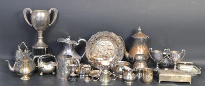 LARGE COLLECTION OF 19TH CENTURY SILVER PLATE ITEMS