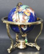 VINTAGE 20TH CENTURY INLAID GEMSTONE DESK GLOBE