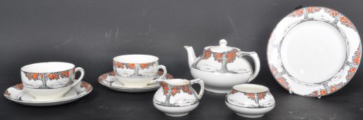 ART DECO 1920S CROWN DUCAL ORANGE TREE PART TEA SERVICE