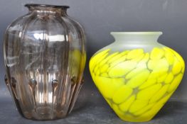 TWO LARGE RETRO GLASS VASES