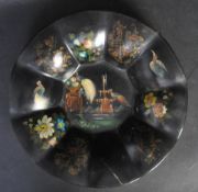 CHINESE STYLE PAPER MACHE BLACK LAQUERED PLATE