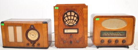 THREE ART DECO VINTAGE - CIRCA 1940S - VALVE RADIOS