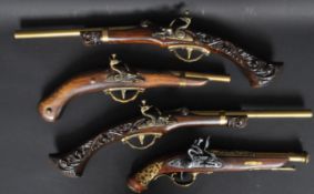 COLLECTION OF FOUR VINTAGE 18TH CENTURY STYLE FLINTLOCK PISTOLS