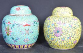 TWO EARLY 20TH CENTURY & LATER CHINESE GINGER JARS